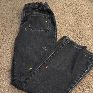 Cat & Jack Black Kids Flare Jeans with Floral Embroidery size 10
